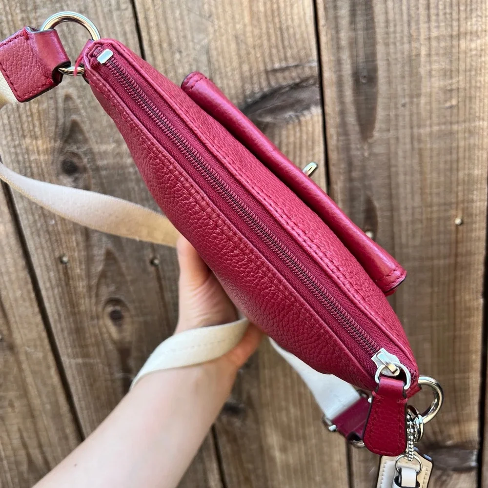 Coach Park F49170 Red Pebbled Leather Swingback Small Crossbody Shoulder Bag